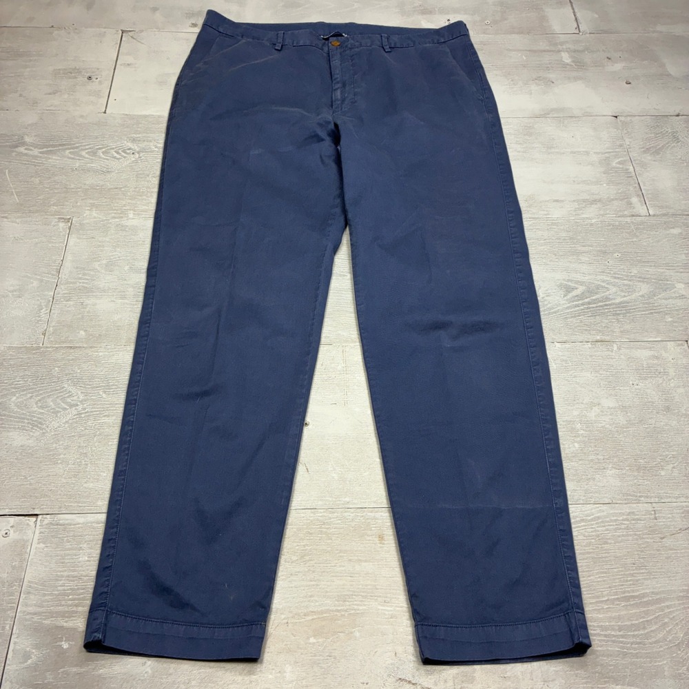 B. Draddy Mens 36x30 Navy Blue Cotton Lyocell Stretch Flat Front Chino Pants